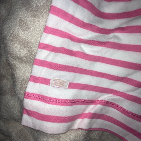 Ralph Lauren denim 1969. XL. Pink white stripes denim zipper crewneck preppy T - Picture 5 of 10